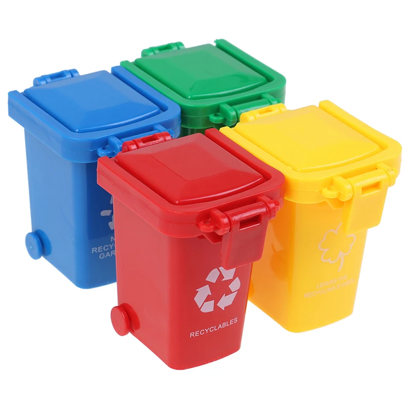 

New arrival 4pcs/set Mini Trash Can Toy Garbage Truck Cans Curbside Vehicle Bin Toys Kid Simulation Furniture Toy Gift