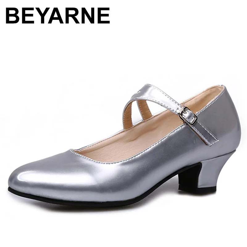 

BEYARNEWoman Latin Dance Shoes Salsa Ballroom Dancing Shoes Ladies Middle Heel Closed Toe Modern Performance Women's Tango Dance