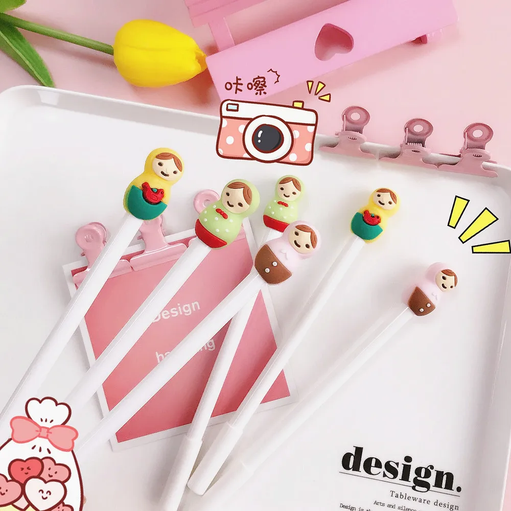 36 шт. гелевые ручки кукла Матрешка 0 5 мм черные для школы канцелярская гелевая