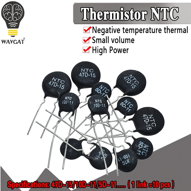 Терморезистор NTC 5D 11 10D 9 47D 15 20 13 8D 7 MF11 103 33D 20D 10 шт.|thermal resistor|ntc 5d-11ntc thermistor |