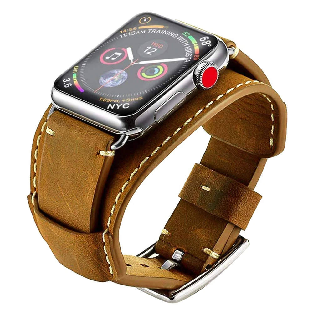 Ремешок из натуральной кожи для Apple Watch 7 6 SE 44 мм 40 38 42 | Наручные часы