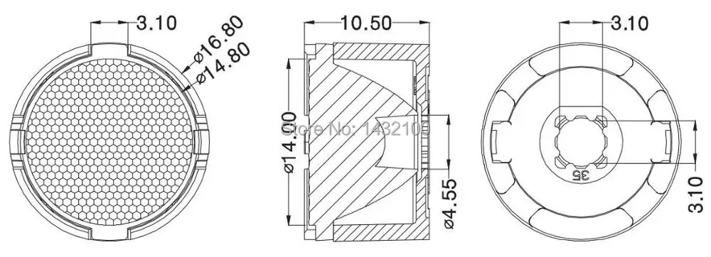 25 градусов диаметр 16 8 мм светодиодные линзы для OSRAM OSLON SQUARE светодиодный s(HX-15PS-25L) -