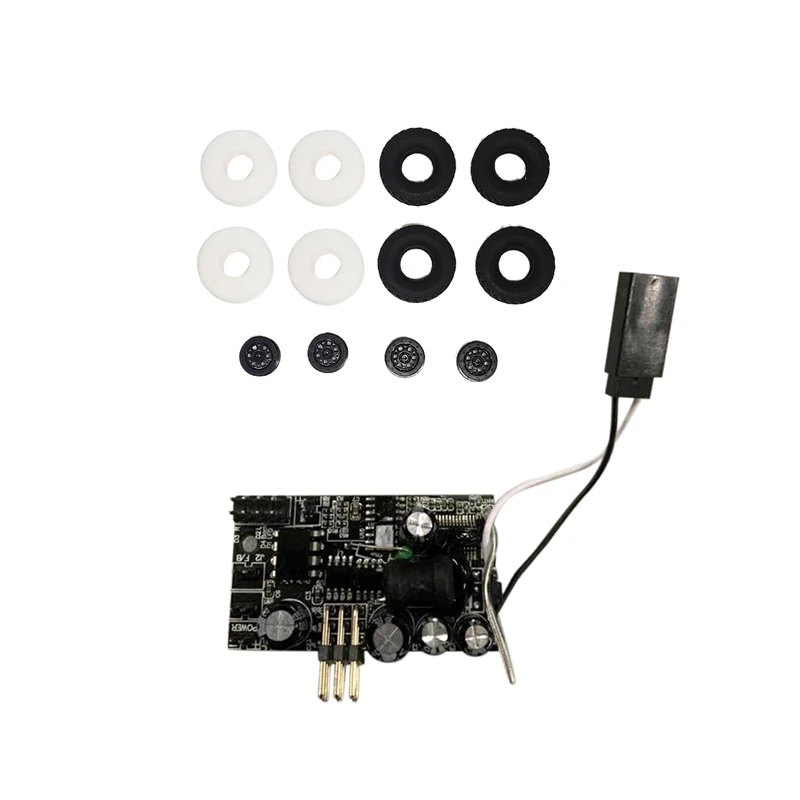 

2 Set RC Car Part: 1 Pcs Sound System Receiver Board & 1 Set Rubber Track Tires Spare Parts With Sponge And Wheel Rim