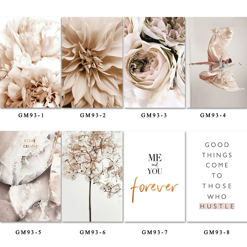 

Dance Woman Peony Flower Leaf Plant Wall Art Positive Quote Posters and Prints Nordic Canvas Painting for Living Room Home Decor