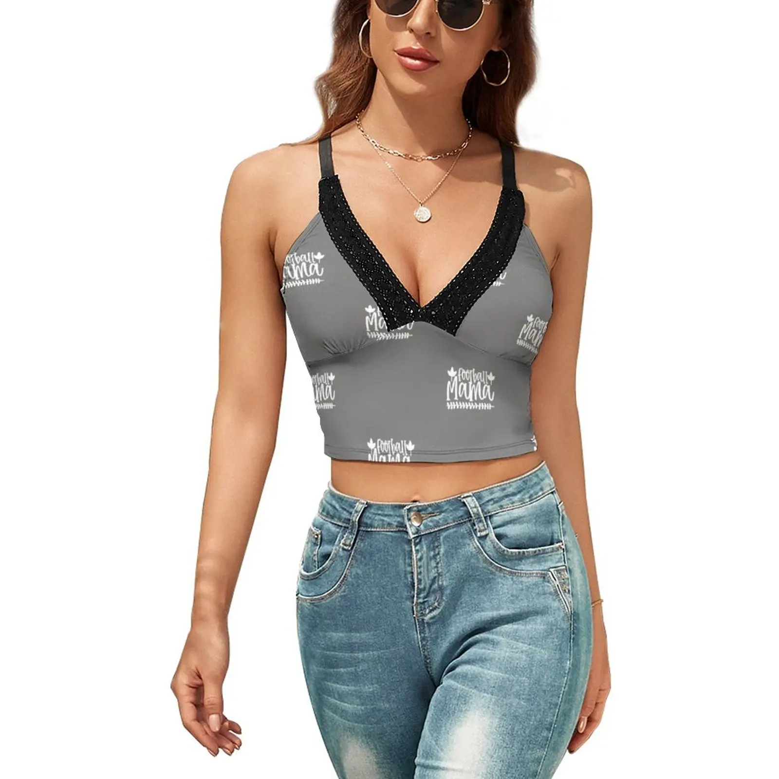 

Mom Tank Top V-neck Casual Woman Camisole Street Wear Summer Custom Crop Top