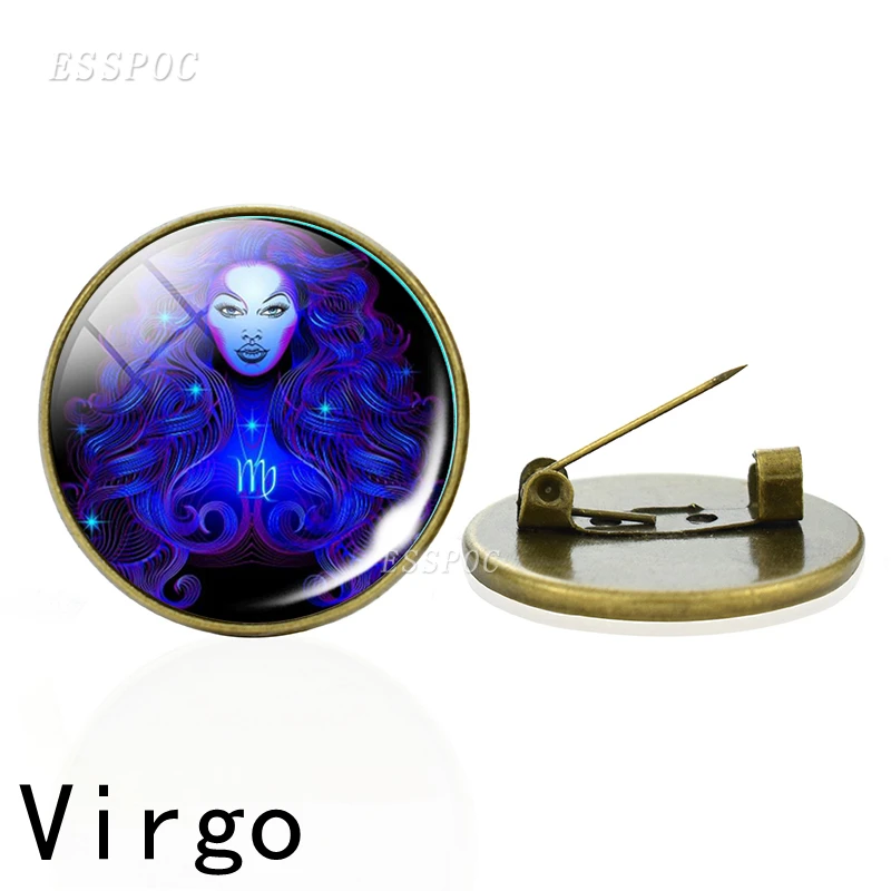 

Fashion Twelve Constellation Needle Glass Cabochon Lion Constellation Pattern Ladies Clothing Accessories Gifts