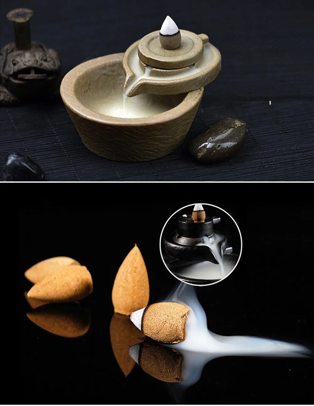 10pc Cone Incense Waterfall Retro Handmade Porcelain Ceramic Backflow Burner Buddhist Decoration Home Aromatherapy | Дом и сад