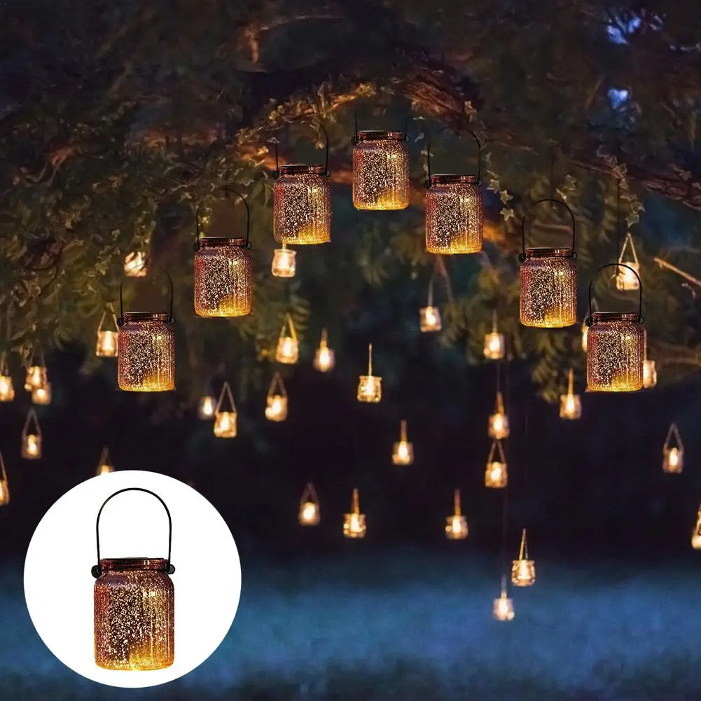 

Sola Mason Jar LED Light Plating Glass Jar Fairy Starry Hanging Lamp Outdoor Garden Lawn Light Christmas Wedding Party Decor
