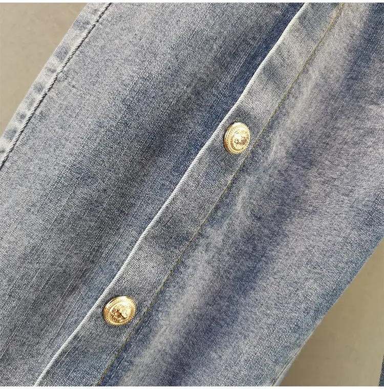 

Blue Harem Denim Pants Women's 2021 Spring New High Waist Loose Slimming Buttons Ankle Length Pants Female