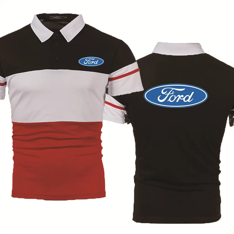 

Рубашка-поло мужская с коротким рукавом, хлопок, круглый вырез, принт логотипа машины, модная повседневная, лето 2021