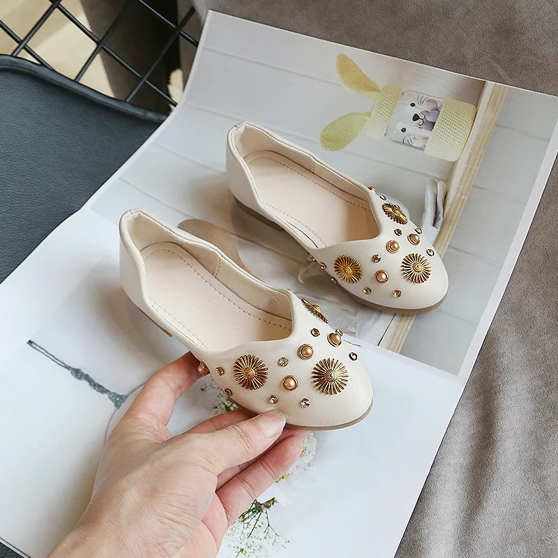 Жемчужные детские тапочки для девочек принцесса плоская обувь мягкая подошва