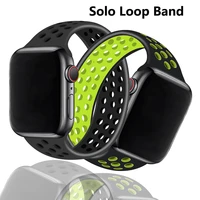 solo loop strap for apple watch band 44mm 40mm 38mm 42mm breathable silicone elastic belt bracelet band iwatch series 4 5 se 6 7