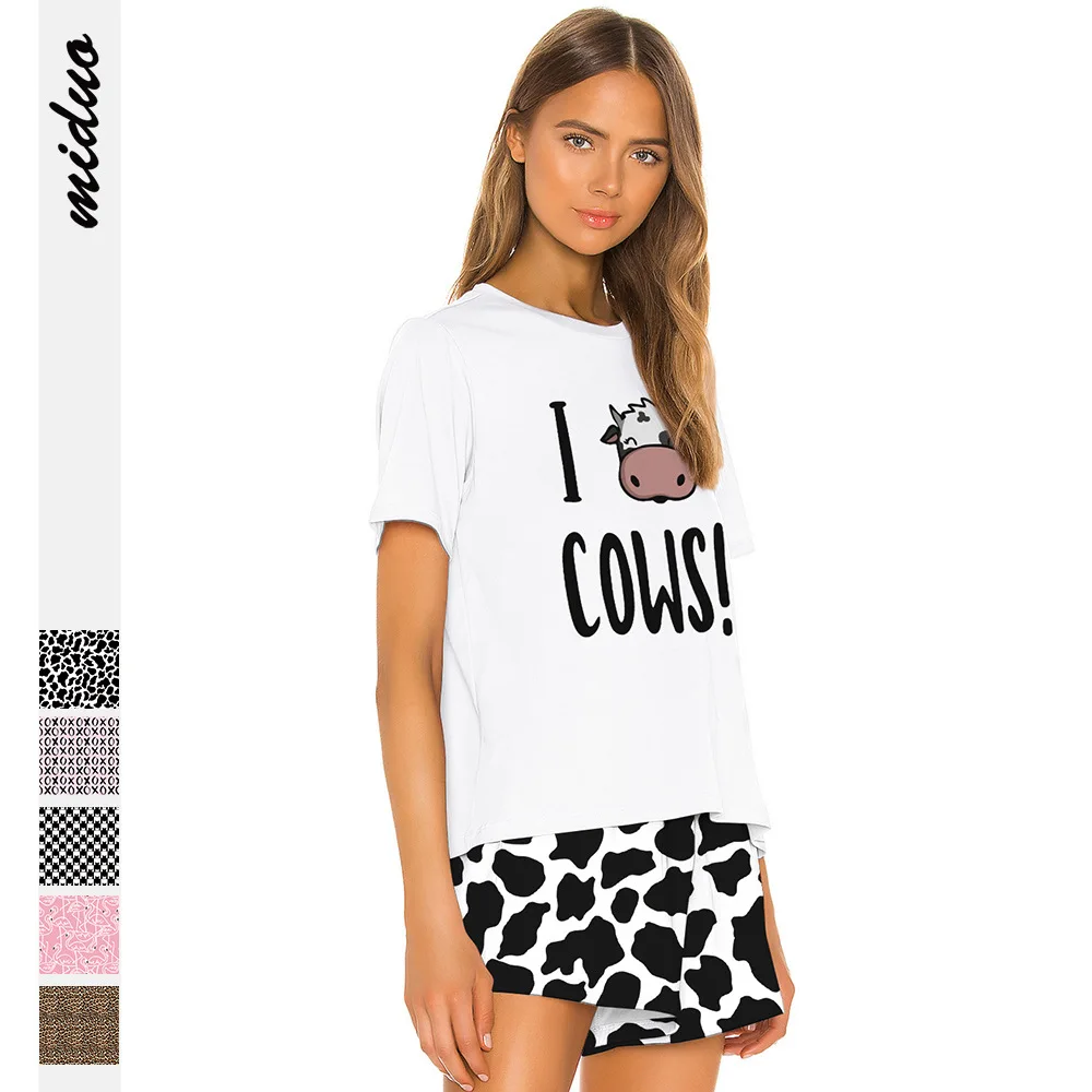 Женский комплект одежды WEPBEL футболка с короткими рукавами и принтом коровы +
