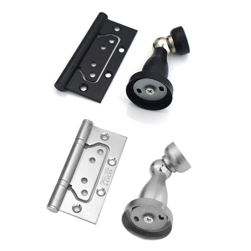 

Flexible Steel Door Hinge and Magnetic Door Stopper Set Home Door Holder Buffer Interior Door Hardware Easy to Install