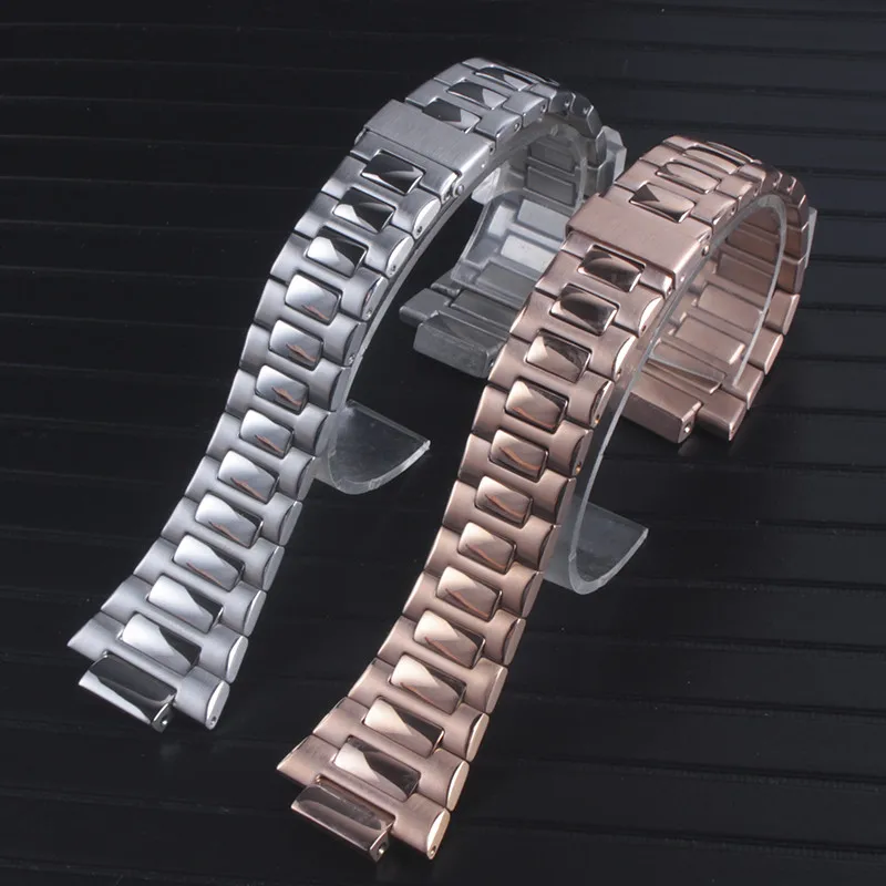 Браслет для часов из нержавеющей стали серебристый металлический ремешок со