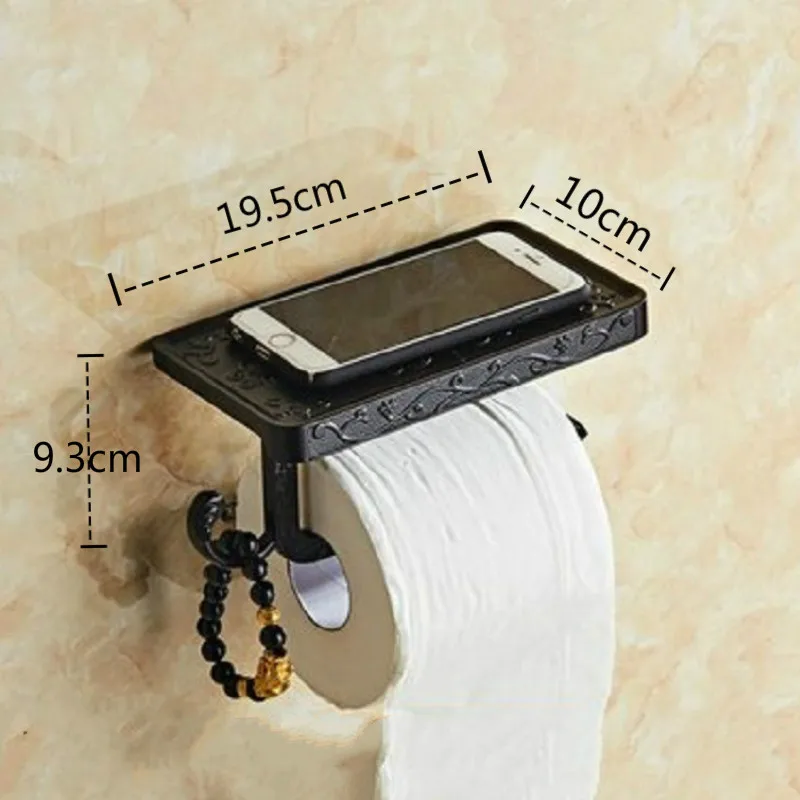 black bathroom paper towel holder stainless steel wall mount with phone shelf roll bathroom fixture bathroom accessories free global shipping