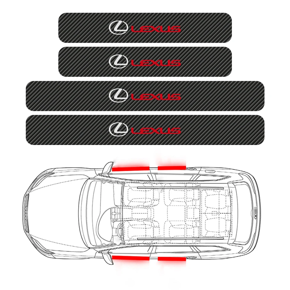 4X автомобиля Защита дверных порогов углеродного волокна порога декоративные