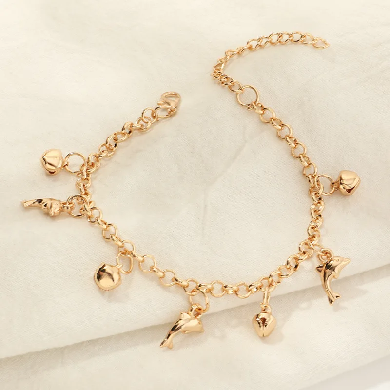 

2021 Trendy Simple Multi-layer Zircon Chain Anklet for Women Summer Beach Star Dolphin Leaf Pendant Foot Jewelry Ornament Gifts