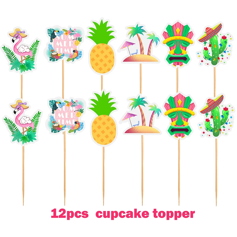 

Hawaii Birthday Cake Decorating Flamingo Birthday Party Cupcake Topper For Summer Beach Party Supplies Happy Birthday Flags
