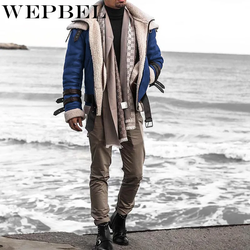 

Mandylandy Men Winter Leather Coat Windproof Faux Fur Warm Wool Lapel Collar Motorcycle Jacket Steampunk Zipper Jacket Outerwear