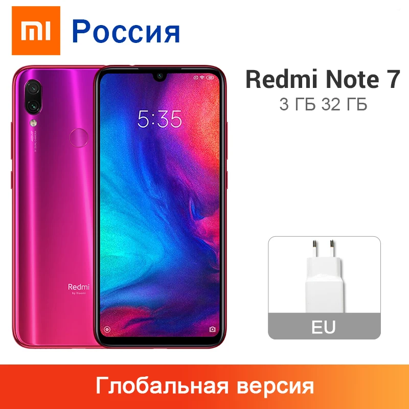 Xiaomi Redmi Note 7 3 Гб ОЗУ 32 ПЗУ 4000 мАч мобильный телефон 6 дюйма Восьмиядерный процессор