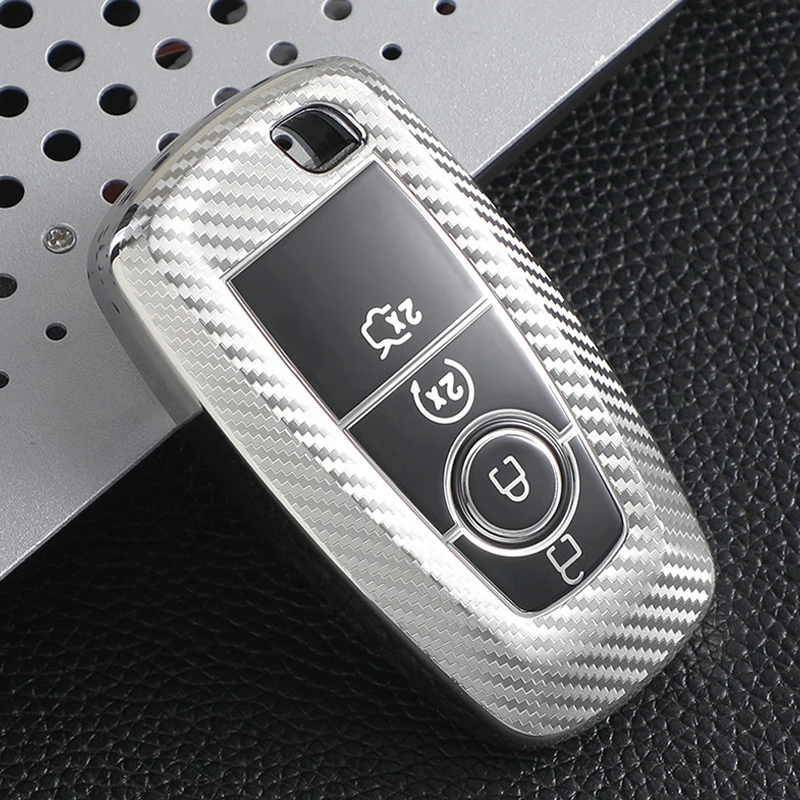 Чехол для автомобильного ключа из углеродного волокна с 3 и 4 кнопками чехол Ford