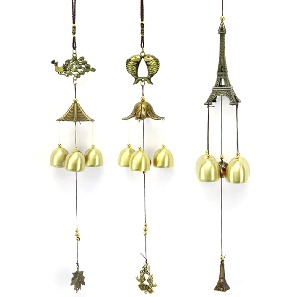 Металлический Павлин рыбья башня фэншуй колокольчики подвесная на окно Декор
