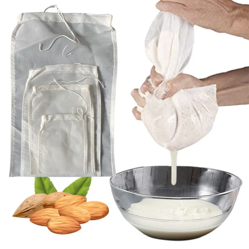 

Soy Milk Wine Filter Bag Nut Milk Bag Coffee Tea Oil Yogurt Nylon Filter Net Mesh Kitchen Food Reusable Filter Bags Strainer
