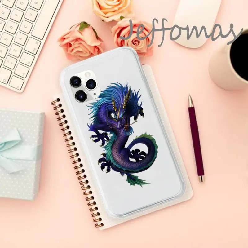 

Luxury Cool Dragon Phone Case Transparent soft For iphone 5 5s 5c se 6 6s 7 8 11 12 plus mini x xs xr pro max