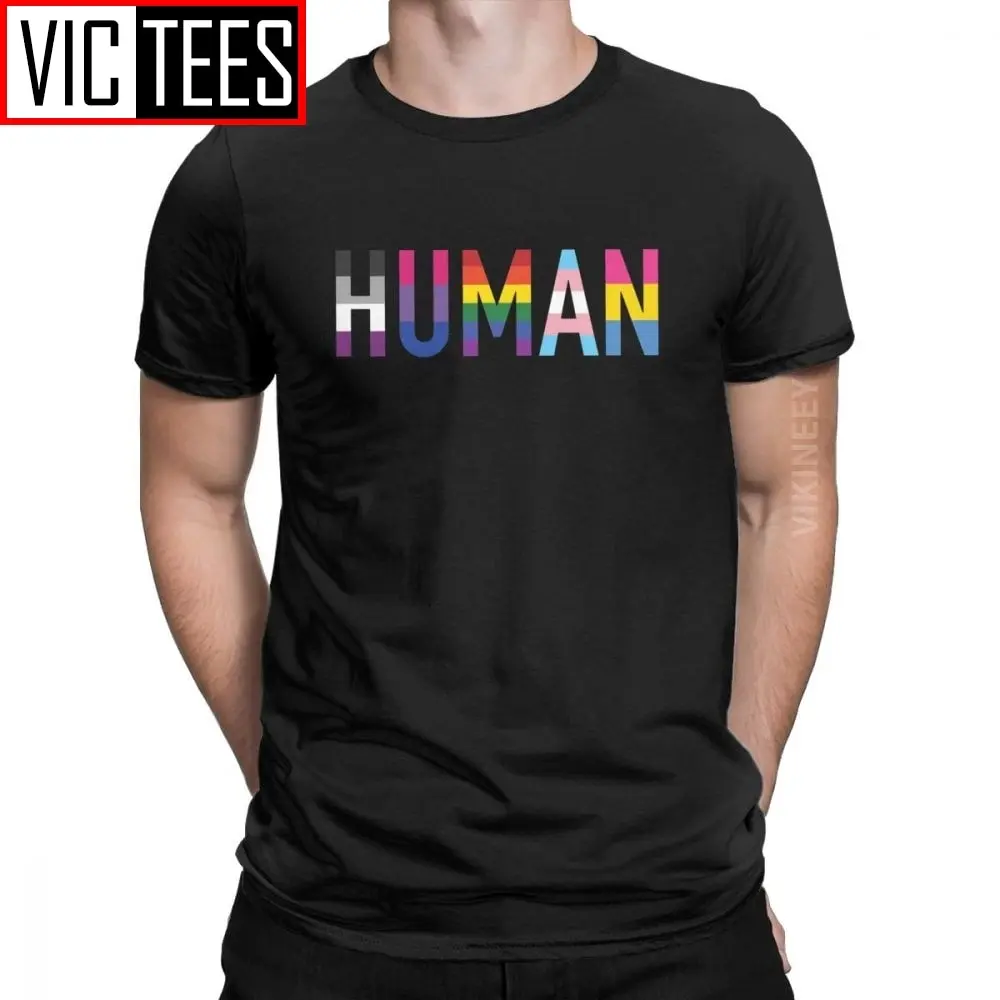 Men Tshirt Human LGBT Novelty Pure Cotton Gay Pride Pansexual Asexual Bisexual Tshirt Camisas Hombre Classic