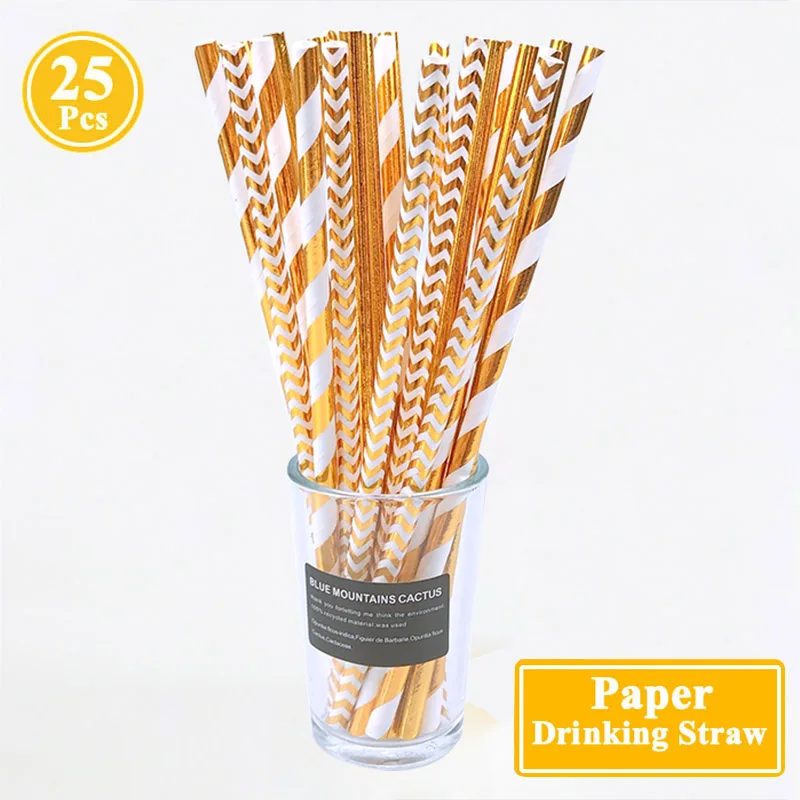 Соломинки из розового золота 25 шт. украшения для первого дня рождения взрослых