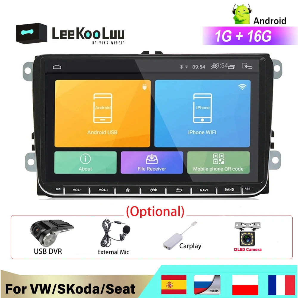 Автомагнитола LeeKooLuu 2 din Android мультимедийный плеер автомобильное радио GPS для VW