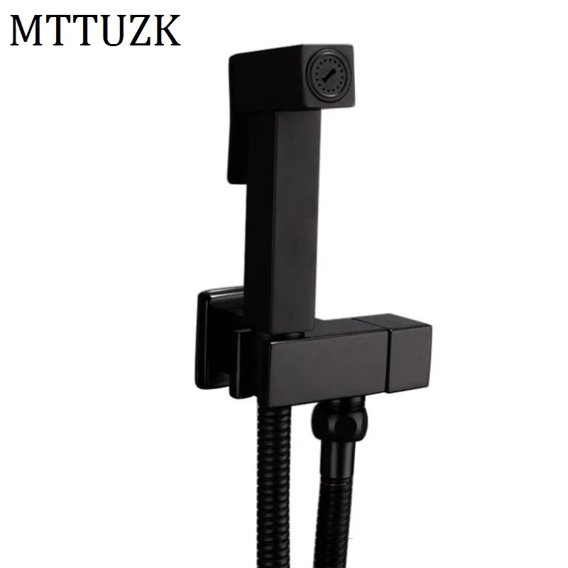MTTUZK матовый черный медный смеситель для биде квадратный распылитель туалета