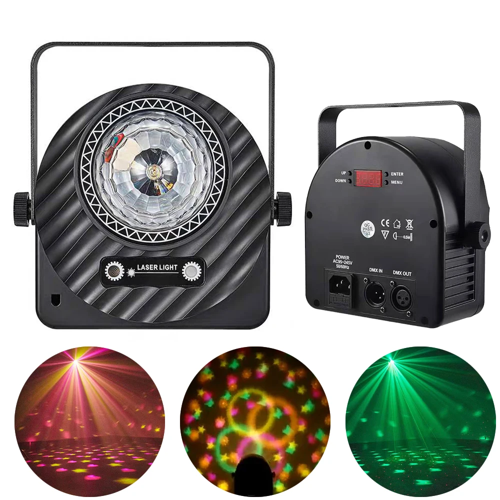 

Disco DMX512 Sound Colorful Strobe Stage Lighting 15W Pattern Laser 2in1 Effect Light DJ Bar Party Christmas Night Lights