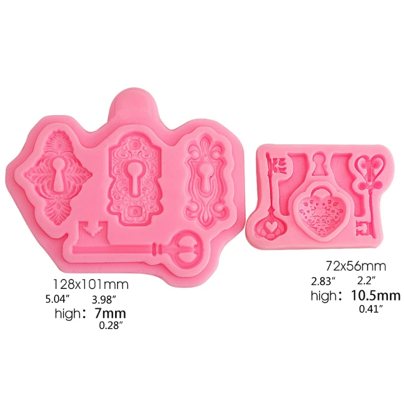 

2Pcs Vintage Key Lock Cake Fondant Mold Kit Keyhole Silicone Mold for Cake Decor Sugarcraft Chocolate Epoxy Resin Craft