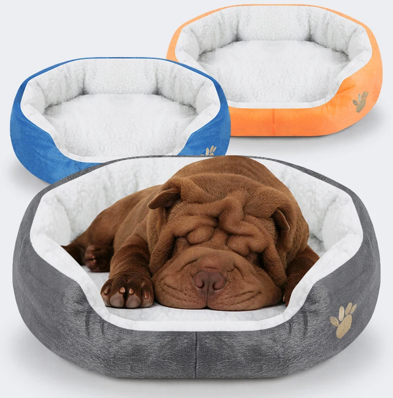 

Pet Dog Bed Cashmere Warming Hot Dog Bed House Soft Dog Lounger Nest Dog Baskets Fall Winter Plush Kennel For Cat Puppy Supplies