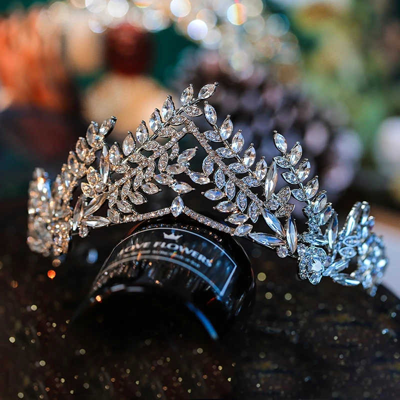 

Sparkling Princess Brides Tiara Headbands Crystal Zircon Bridal Headpieces Wedding Hair Accessories