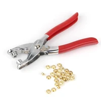 multifunctional 1 set eyelet fabric punch pliers leather canvas hole tool scrapbook eyelet 100 brass rings kit manual home tools