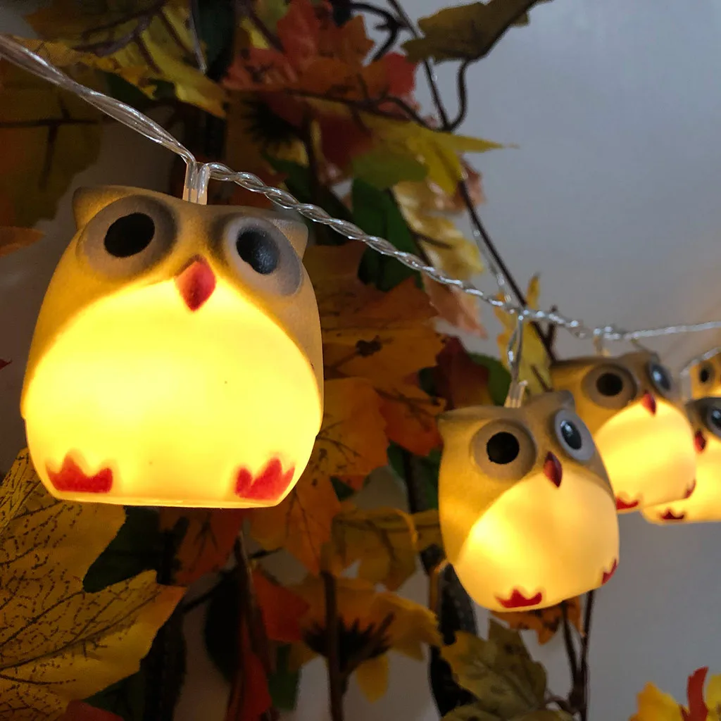 1,65 м 10LED Милая гирлянда в виде совы для Хэллоуина, праздничные гирлянды на День святого Валентина, День рождения, свадьбу, вечеринки, декоративные Экономичные лампы на батарейках