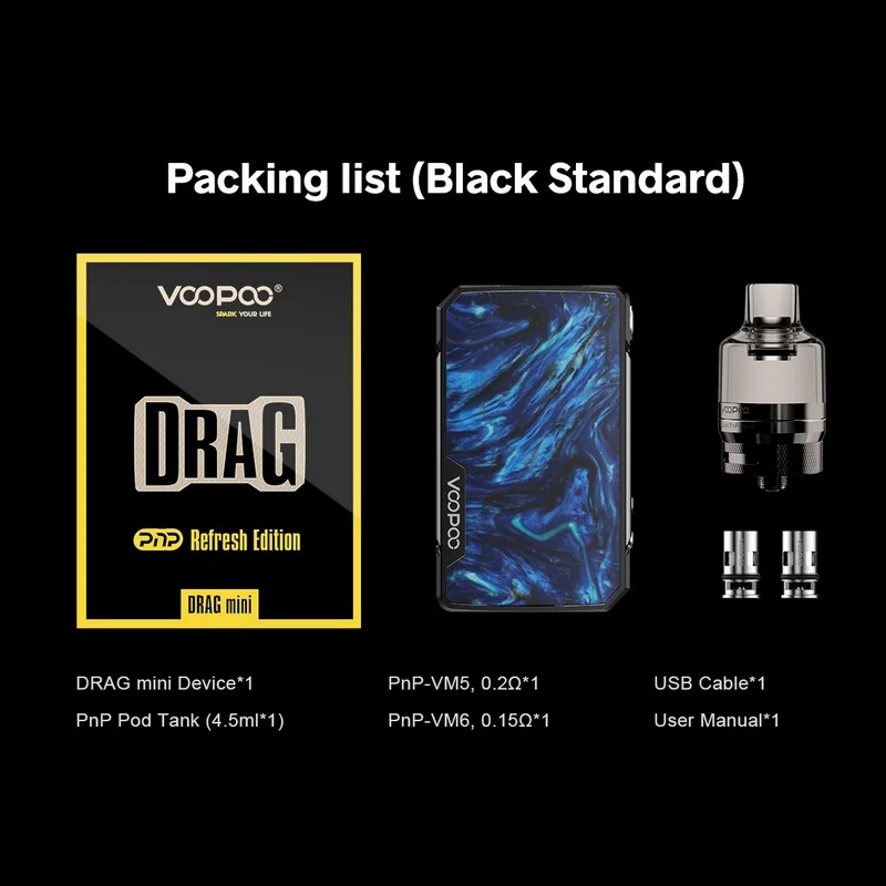 Voopoo DRAG MINI Kit Refresh Edition 117W Vape 4400mah Battery with 4.5ML PnP Tank VM5 & VM6 Coil Vaporizer VS Drag X 2 | Электроника