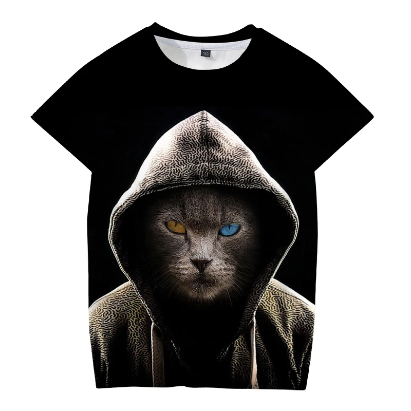 

2021 New Cool T-shirt boy/girl 3D T shirt Print Cat Short Sleeve Summer O-Neck Tops Tees Funny T shirt baby clothing 100-160cm