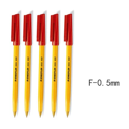 red 0.5mm 5 шт., шариковая ручка STAEDTLER 430 F/M, Классическая шариковая ручка с пчелами, студенческие ручки, Офисная живопись, красная, синяя, черная шариковая ручка, ручка для письма - Цвет: red 0.5mm