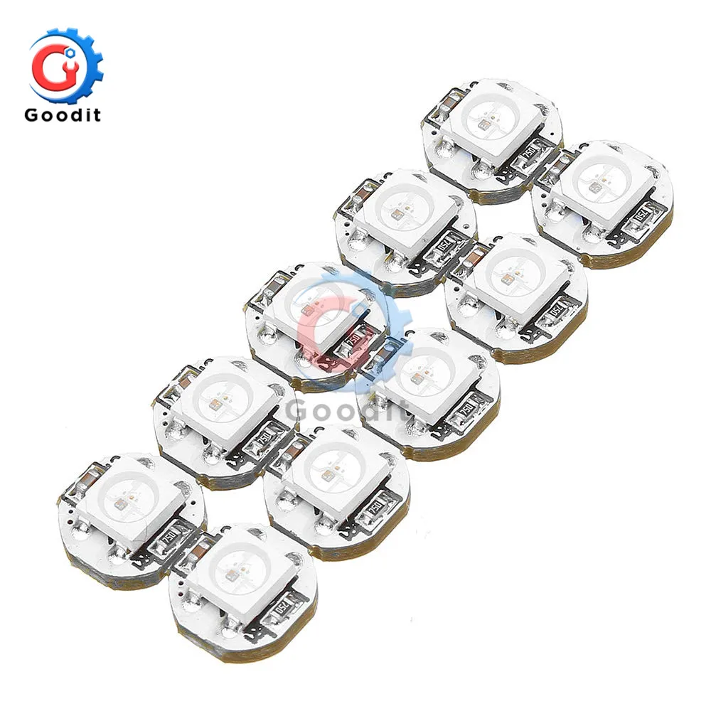10 шт. DC 5 в 3 мм x 10 мм WS2812B SMD RGB светодиодный мини-печатная плата 5050 Чип встроенный IC-WS2812 Высокое качество полноцветный мягкий свет лампа полоса Внутренний/наружный светодиодный видео неправильный экран