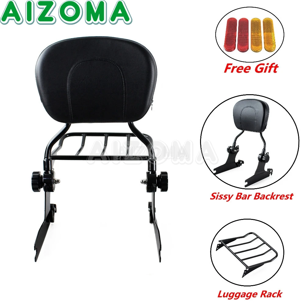 Черная Съемная багажная стойка для Сисси-бара со спинкой и пассажирскими