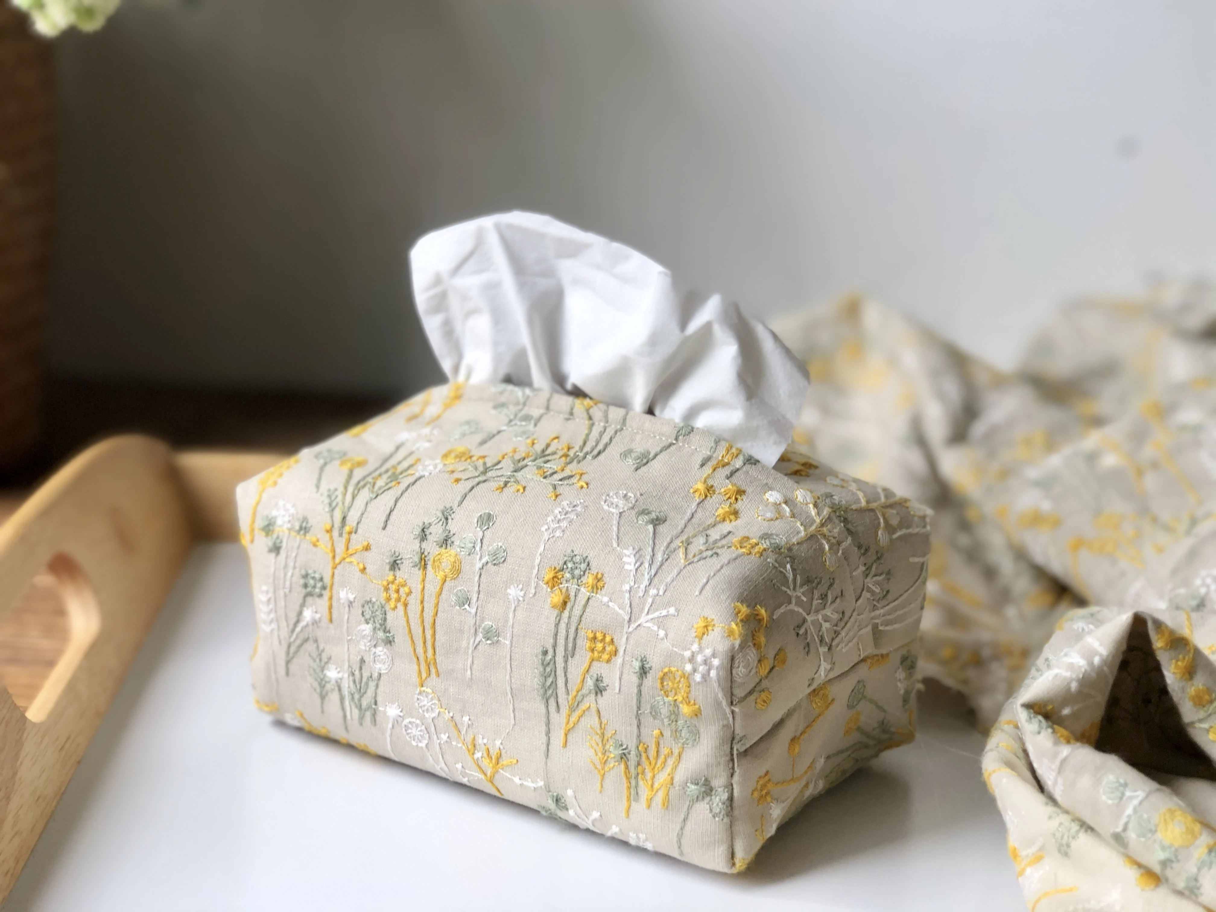 Японская трехмерная вышитая Хлопковая сумка из рами для одежды тканевая