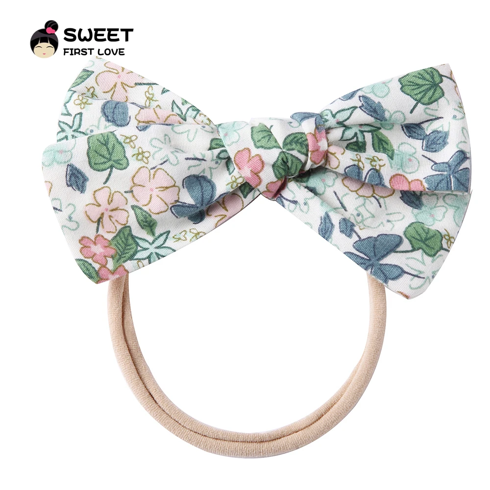 4 шт./лот повязки на голову с цветочным принтом для девочек милые эластичные