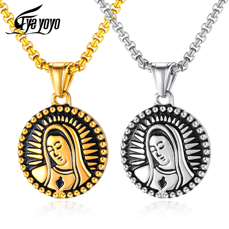 Подвеска EyeYoYoVirgin Mary католические круглые ожерелья мужское круглое ожерелье с