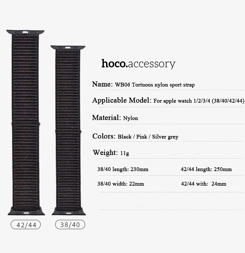 Hoco нейлоновый ремешок для Apple Watch, 4 ремешка, 44 мм, 42 мм, 40 мм, 38 мм, браслет Pulseira, аксессуары для часов, подходит для Apple Watch Series 5 Correas