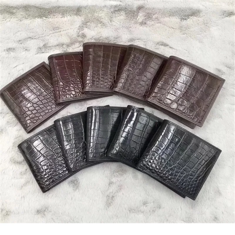 Простой дизайнерский мужской короткий кошелек из натуральной крокодиловой кожи