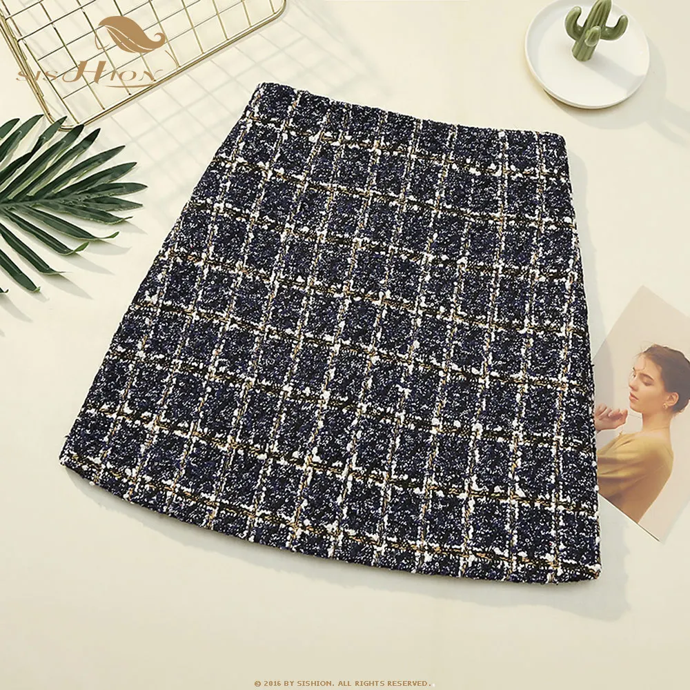 

Plaid tweed skirt 2022 Autumn Women Fashion chic Wild high waist Mini short skirt Elegant Party Skirt SP1205